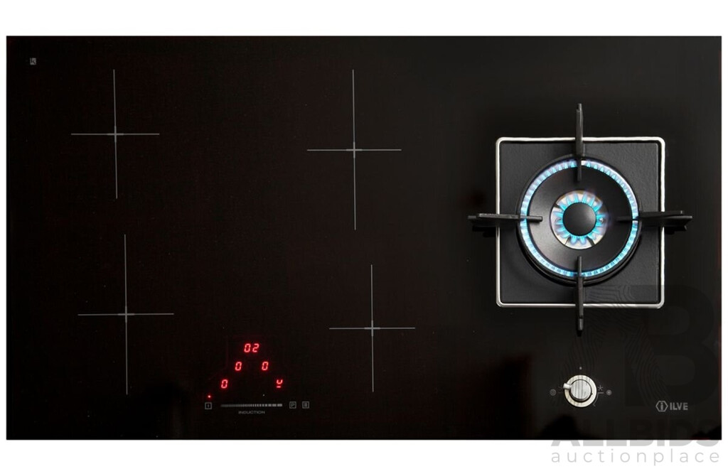 ILVE (ILBV941), 90cm Hybrid Induction Cook-top with Natural Gas Wok - RRP $2464.00