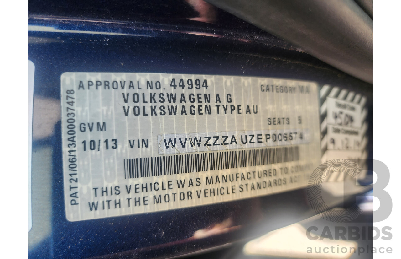 10/2013 Volkswagen Golf 90 TSI AU 5d Hatchback Blue 1.4L