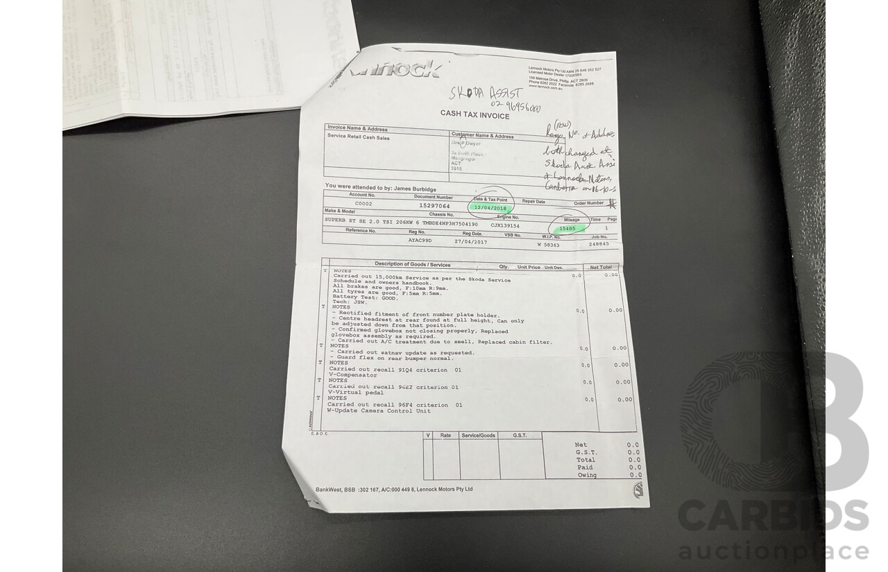 11/2016 Skoda Superb 206 TSI (4x4) NP MY17 4d Sedan Brilliant Silver Metallic Turbo 2.0L