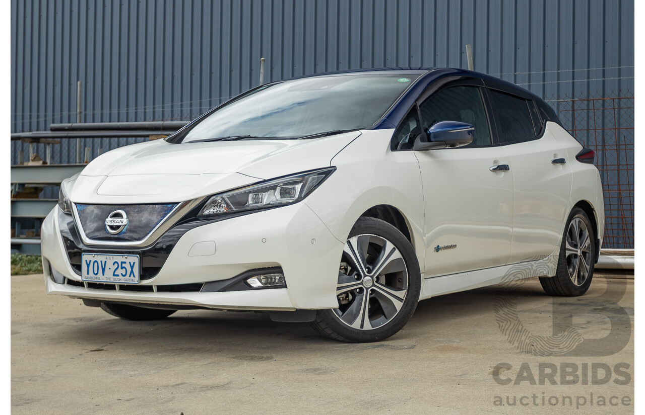 02/2018 Nissan Leaf ZE1 5d Hatchback Ivory Pearl /Dark Blue Pearl Dedicated Electric EV AC110kW - 07/21 Import