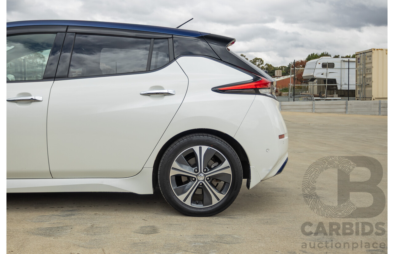 02/2018 Nissan Leaf ZE1 5d Hatchback Ivory Pearl /Dark Blue Pearl Dedicated Electric EV AC110kW - 07/21 Import
