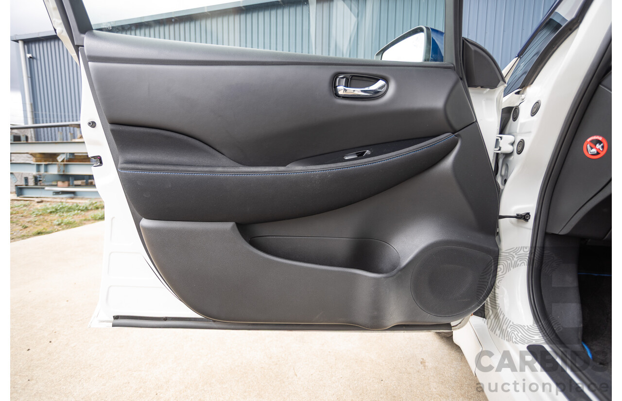 02/2018 Nissan Leaf ZE1 5d Hatchback Ivory Pearl /Dark Blue Pearl Dedicated Electric EV AC110kW - 07/21 Import