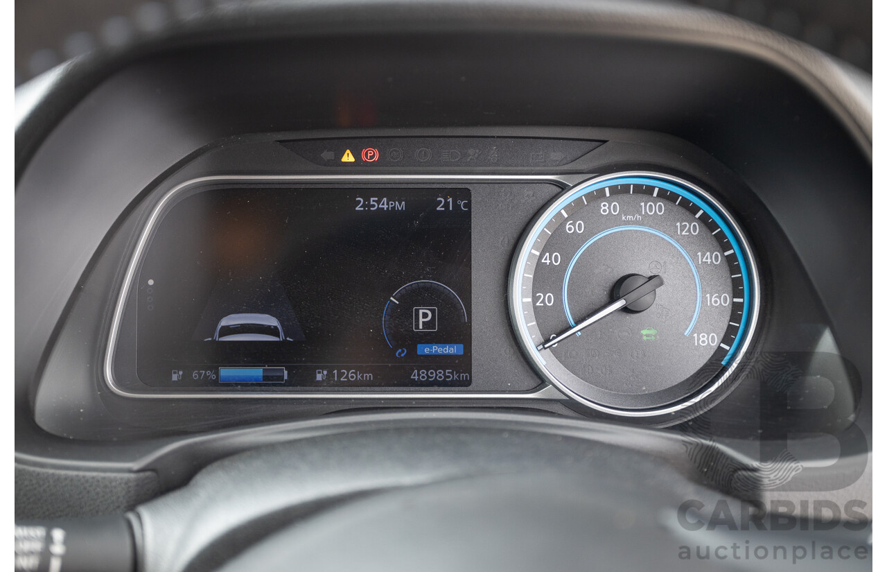 02/2018 Nissan Leaf ZE1 5d Hatchback Ivory Pearl /Dark Blue Pearl Dedicated Electric EV AC110kW - 07/21 Import