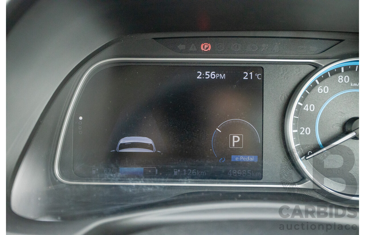 02/2018 Nissan Leaf ZE1 5d Hatchback Ivory Pearl /Dark Blue Pearl Dedicated Electric EV AC110kW - 07/21 Import