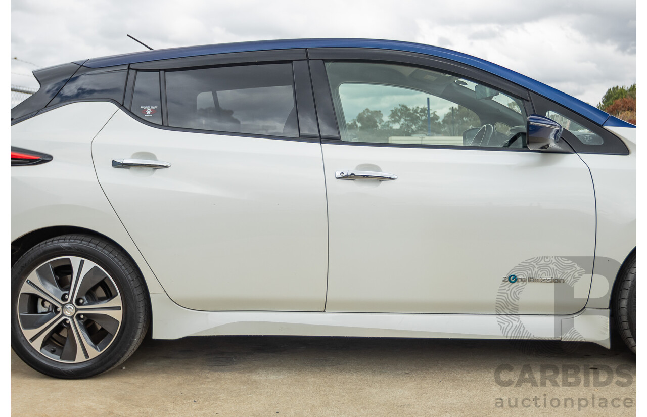 02/2018 Nissan Leaf ZE1 5d Hatchback Ivory Pearl /Dark Blue Pearl Dedicated Electric EV AC110kW - 07/21 Import