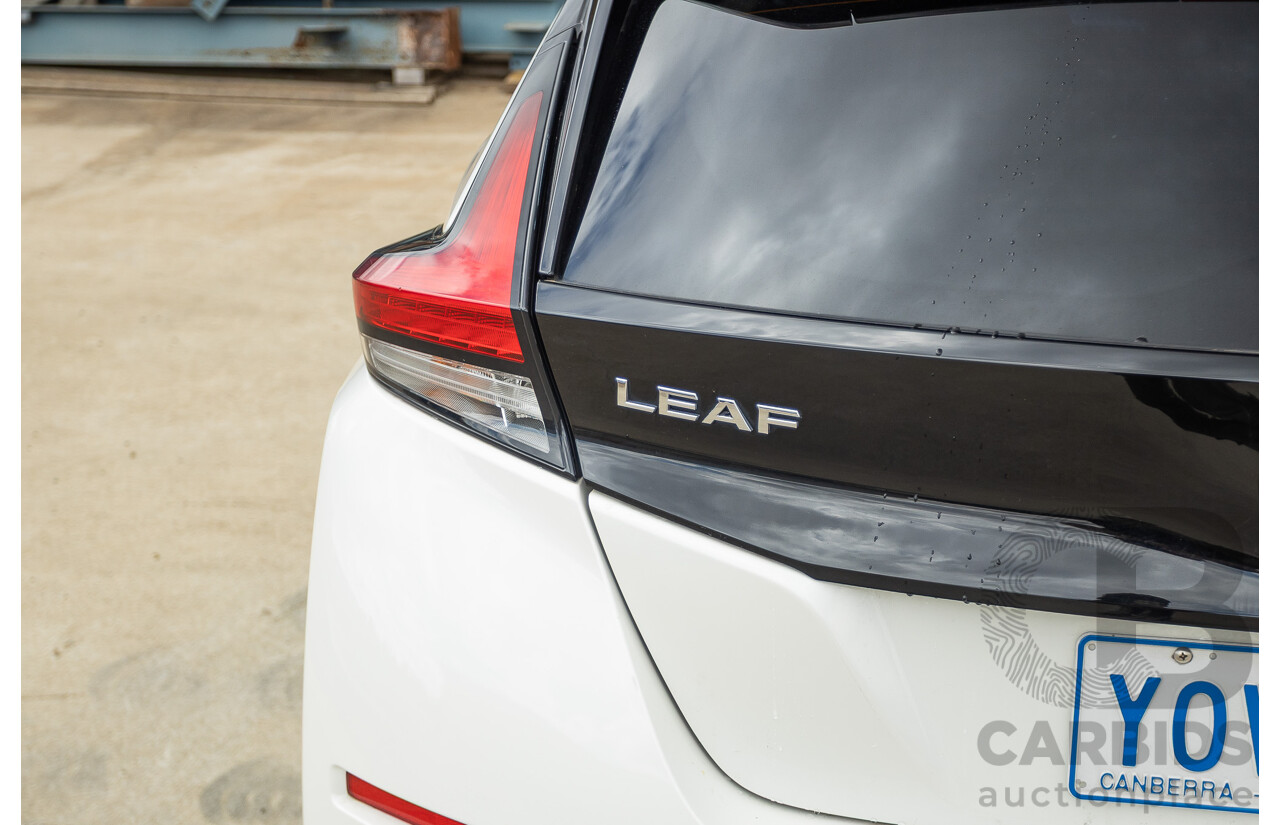 02/2018 Nissan Leaf ZE1 5d Hatchback Ivory Pearl /Dark Blue Pearl Dedicated Electric EV AC110kW - 07/21 Import
