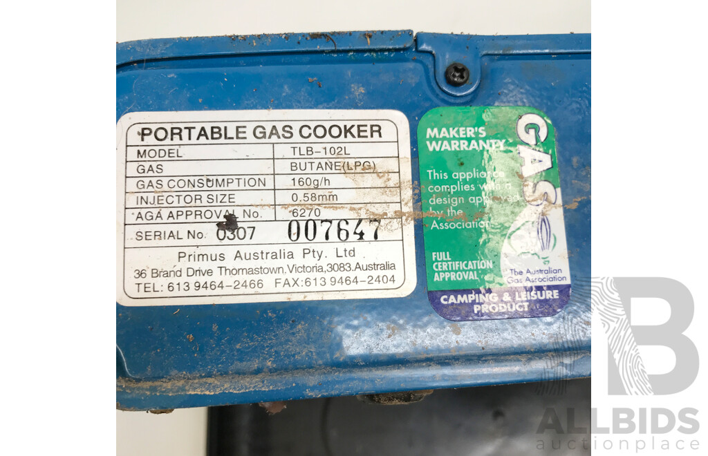 Primus Portable Butane Gas Cookers with Companion LPG Cylinder