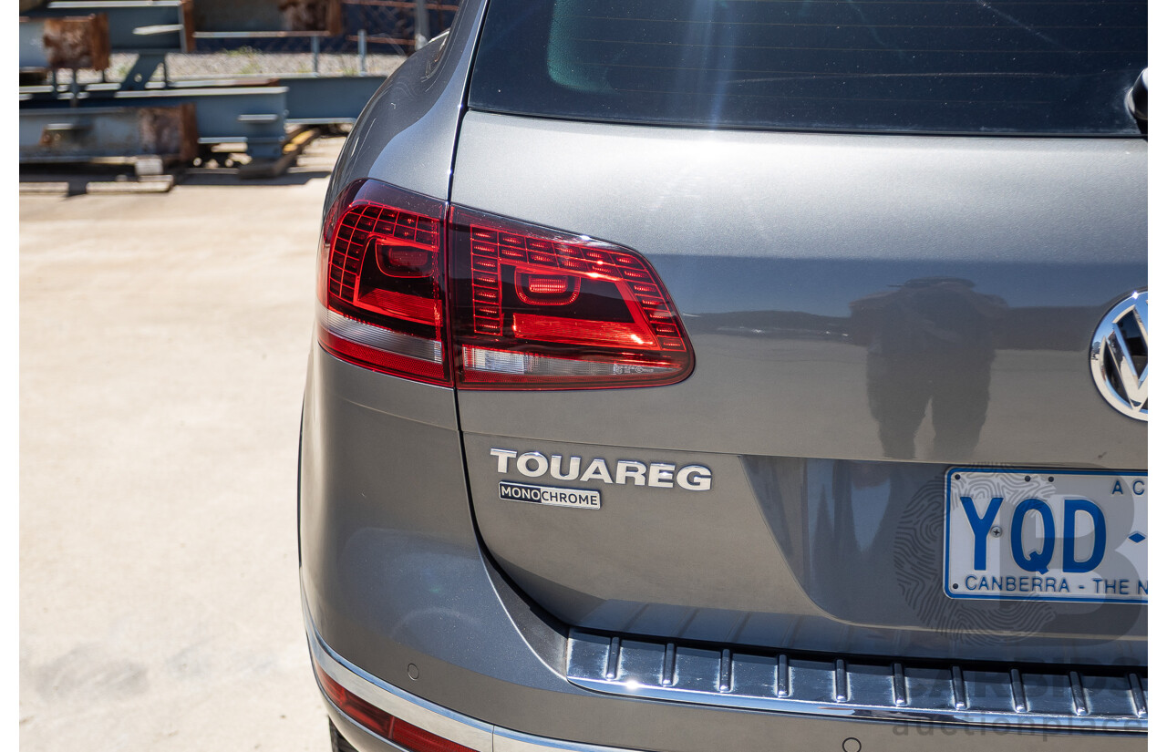 11/2017 Volkswagen Touareg 150 TDI Monochrome (AWD) 7P MY18 4D Wagon Canyon Grey Turbo Diesel 3.0L