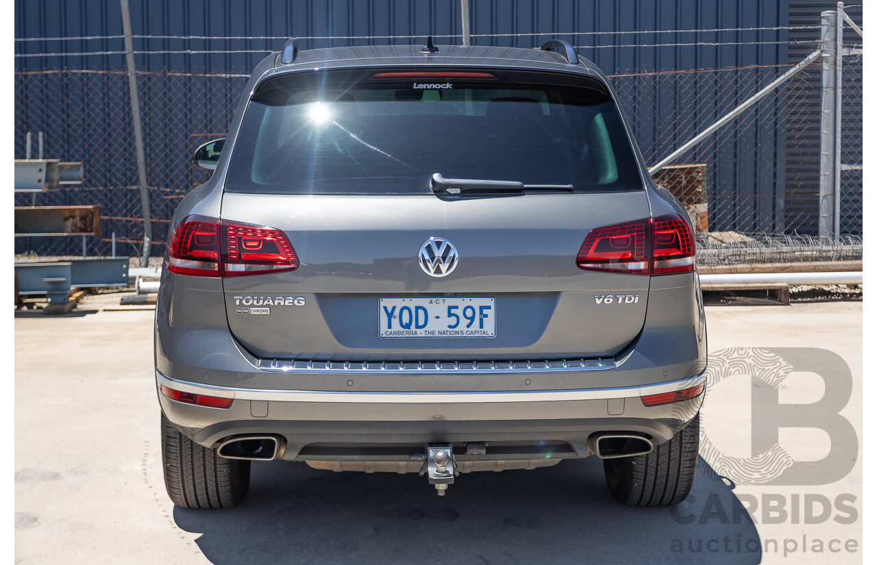 11/2017 Volkswagen Touareg 150 TDI Monochrome (AWD) 7P MY18 4D Wagon Canyon Grey Turbo Diesel 3.0L