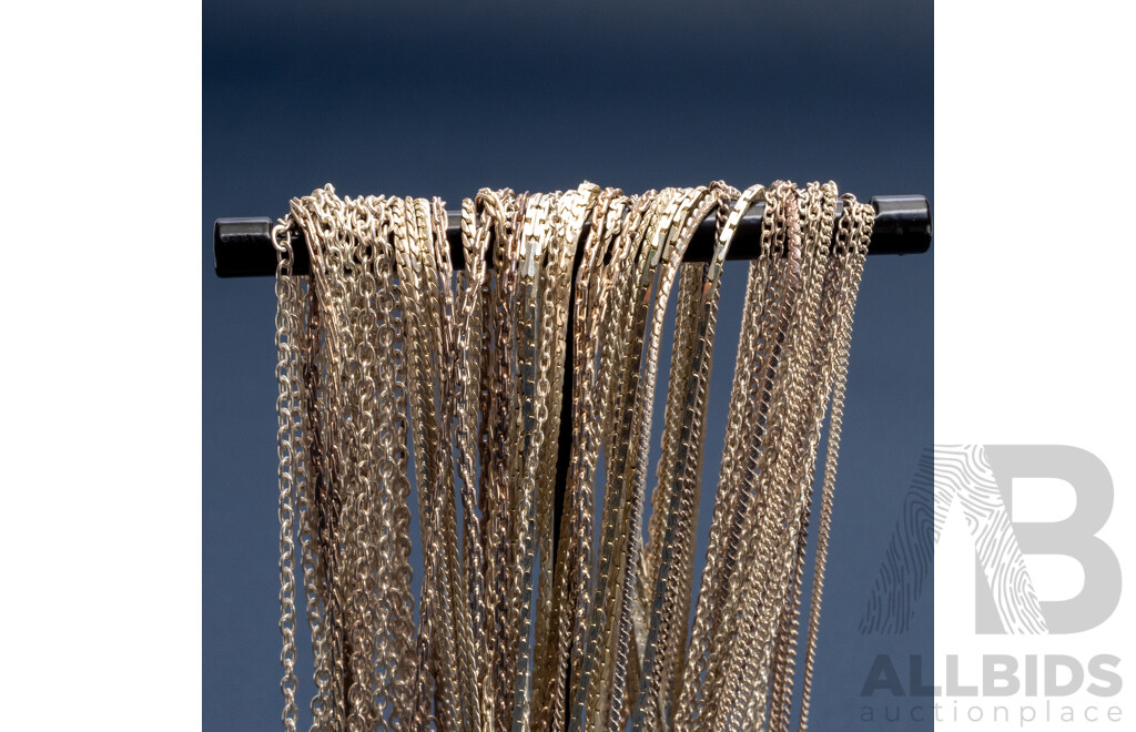 925 Sterling Silver Assorted Necklaces, Lot of 24. Weight - 52.4gms