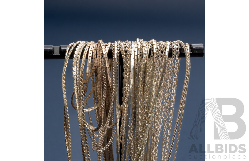 925 Sterling Silver Assorted Necklaces, Lot of 21. Weight - 52.23gms