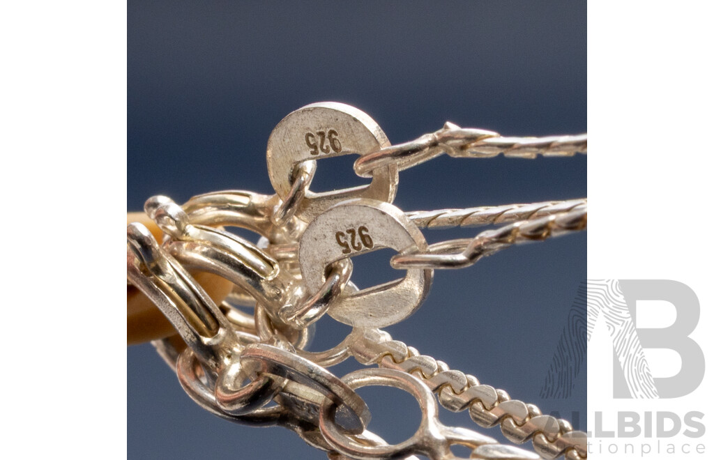 925 Sterling Silver Assorted Necklaces, Lot of 21. Weight - 52.23gms