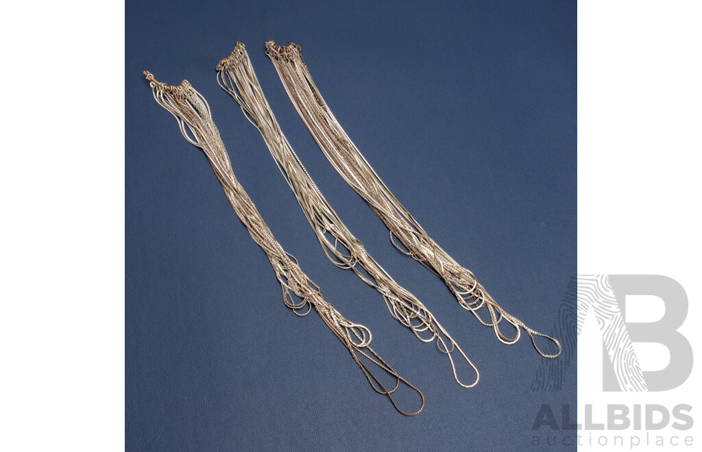 925 Sterling Silver Assorted Necklaces. Lot of 36 - 102.7gms