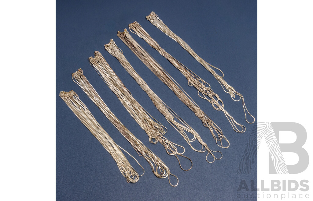 925 Sterling Silver Assorted Necklaces. Lot of 77 - 200.19gms