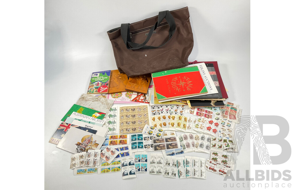 Collection of Australian Mint Stamp Blocks Including Predecimal, Sets,Vintage Fire Engines, Gold Rush, Butterflies, Fungi, Two Dollar Painting Series Block, 1980's Stamp Packs, Russian and International Albums