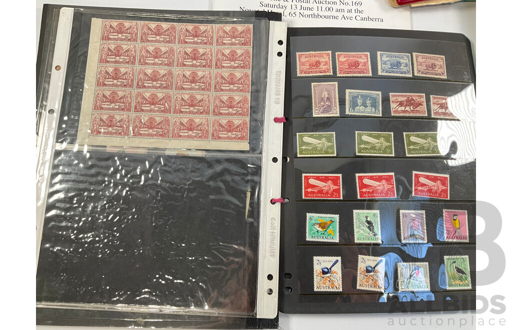Collection of Australian Mint Stamp Blocks Including Predecimal, Sets,Vintage Fire Engines, Gold Rush, Butterflies, Fungi, Two Dollar Painting Series Block, 1980's Stamp Packs, Russian and International Albums