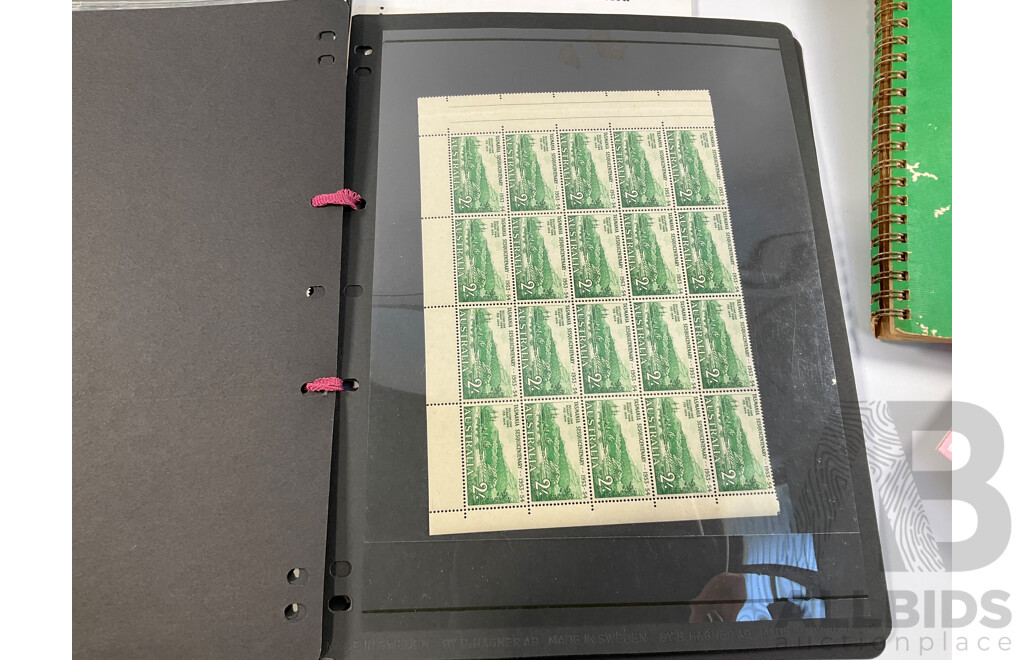 Collection of Australian Mint Stamp Blocks Including Predecimal, Sets,Vintage Fire Engines, Gold Rush, Butterflies, Fungi, Two Dollar Painting Series Block, 1980's Stamp Packs, Russian and International Albums