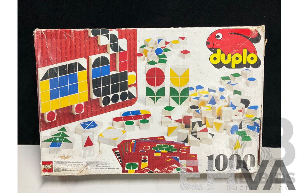 Vintage 1980s Lego Duplo Set 1000 in Original Box Along with Lego Duplo Doll with Articulated Limbs