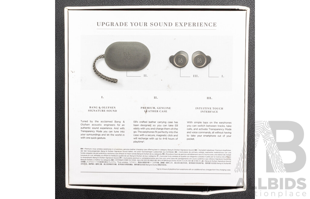 Beoplay E8 Truly Wireless Earphones, Complete in Original Presentation Box