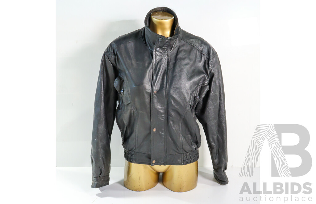 Classic Roger David Black Pleather Motorcycle Jacket