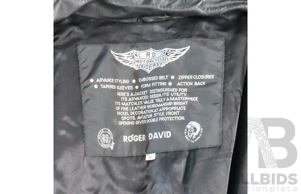 Classic Roger David Black Pleather Motorcycle Jacket