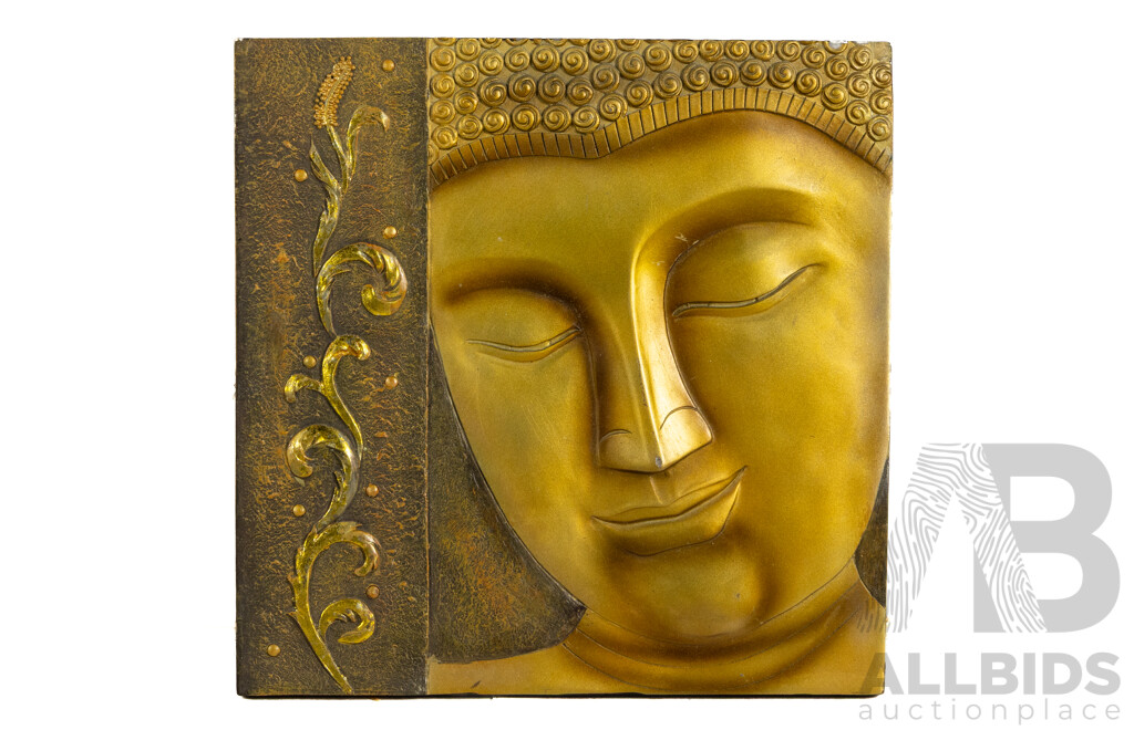 Artists Unknown (20th Century), Buddha, Pair of Contemporary Pieces Comprising Tile and Photographic Canvas Print, 30 x 30 cm & 20 x 20 cm (2)