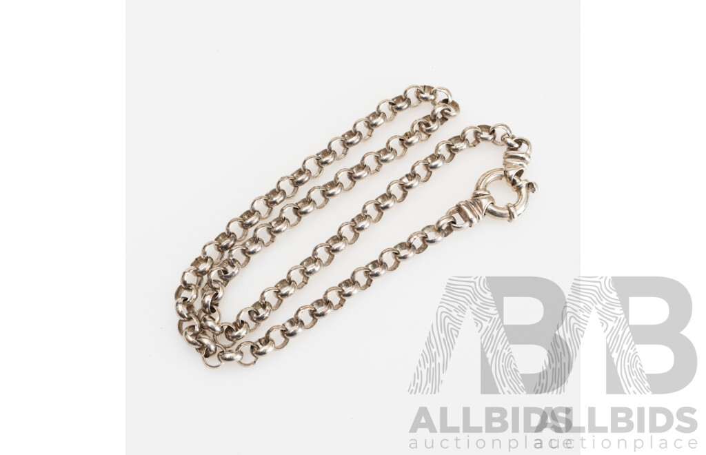 Sterling Silver Belcher Link Necklace, 45cm Long, 37.42 Grams