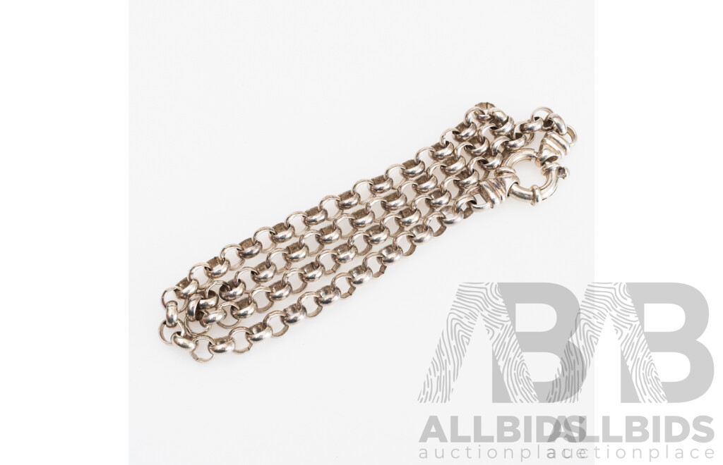 Sterling Silver Belcher Link Necklace, 45cm Long, 37.42 Grams