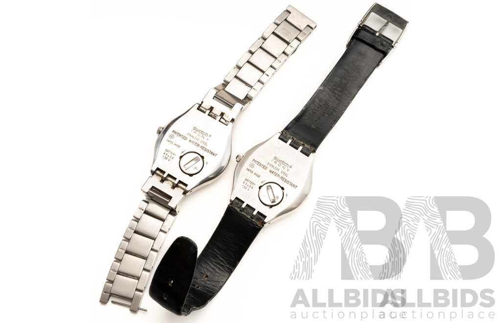 Vintage (2) Swatch Watches, 'Irony', 36mm, with Original Bands