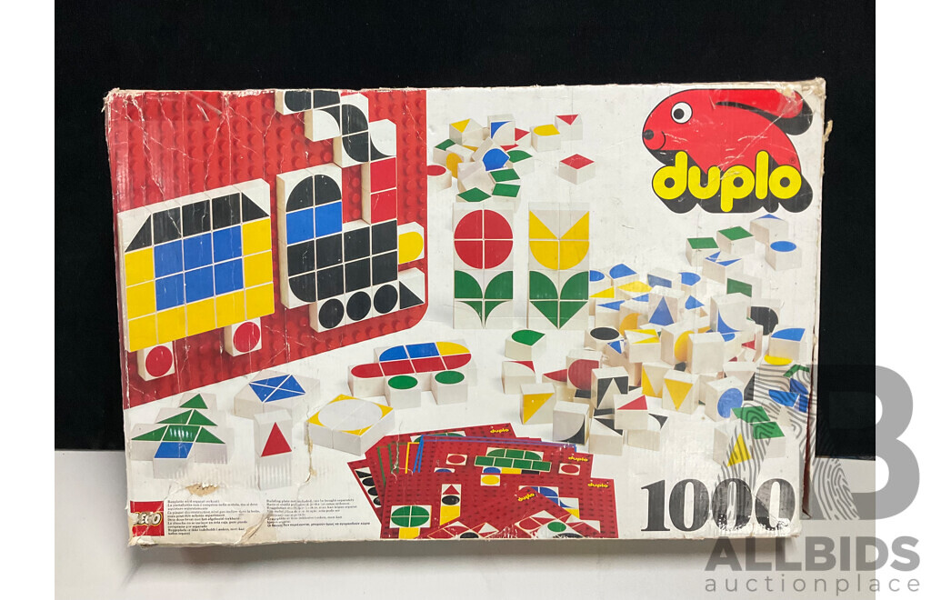 Vintage 1980s Lego Duplo Set 1000 in Original Box Along with Lego Duplo Doll with Articulated Limbs