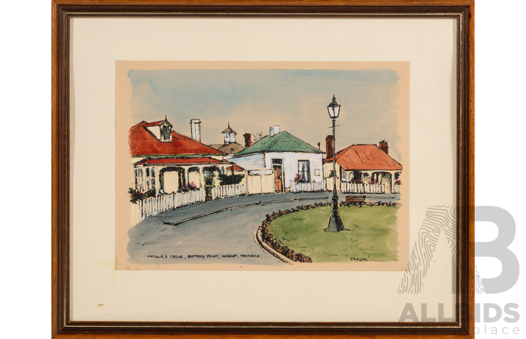 Cheyne & David Hopkins (Australian, 20th Century), Salamanca Place, Hobart; Dove Lake, Cradle Mountain, Tas & More, Selection of Five Works Original Framed Watercolours, 30 x 36 cm (largest frames X 4) (5)