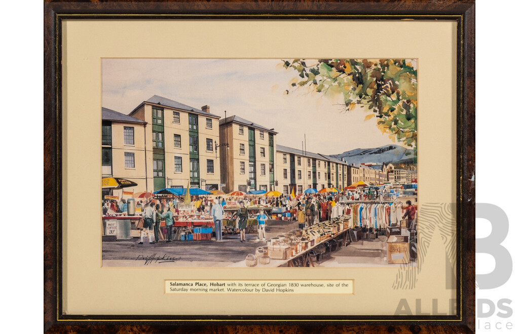 Cheyne & David Hopkins (Australian, 20th Century), Salamanca Place, Hobart; Dove Lake, Cradle Mountain, Tas & More, Selection of Five Works Original Framed Watercolours, 30 x 36 cm (largest frames X 4) (5)