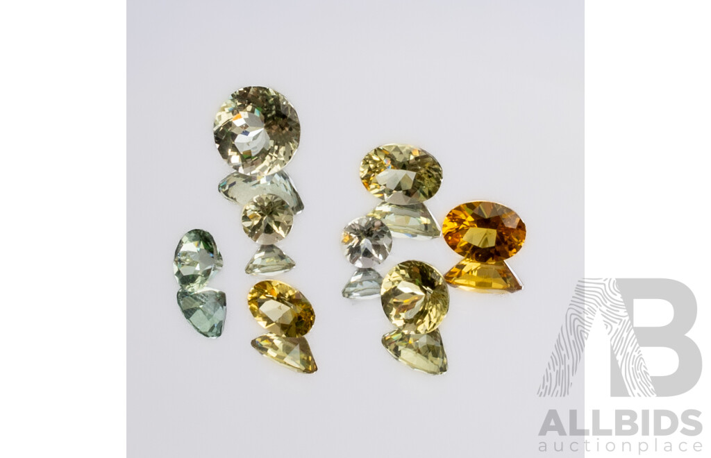 Three Beryl Yellow/Orange Yellow Gems with Other Unset Beryl Stones, 8.05ct in Total