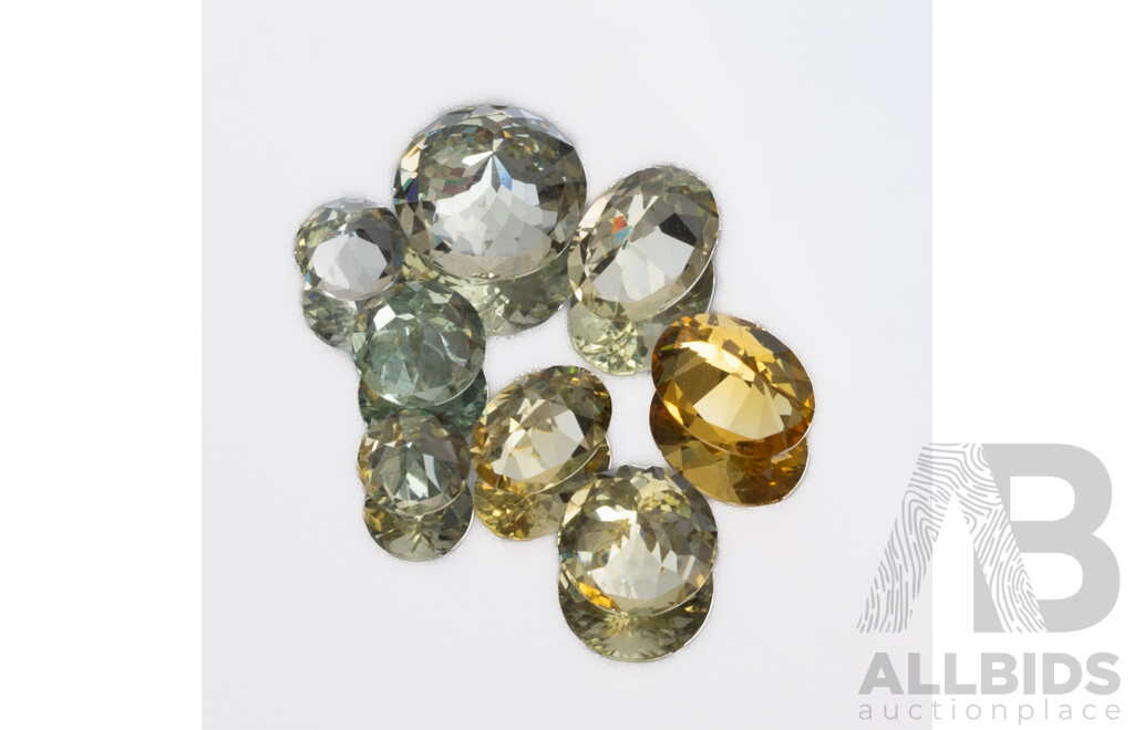 Three Beryl Yellow/Orange Yellow Gems with Other Unset Beryl Stones, 8.05ct in Total