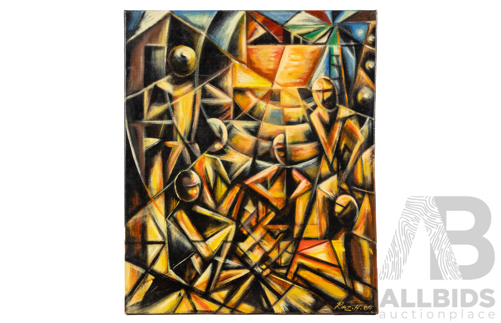 Riaz. H, (20th Century, 2009), Rhythm & Noise & Dancing[In the Style of Giacomo Balla], Original Oil on Canvas, 60 x 50 cm