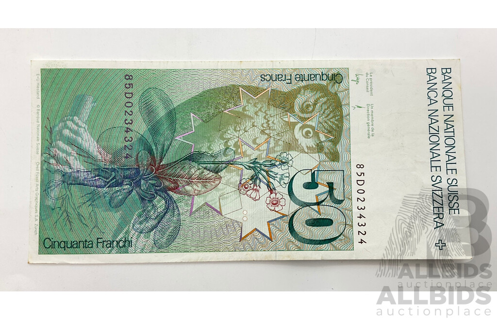 Switzerland 1980's Fifty Francs Note