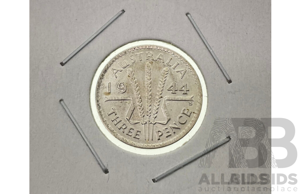 Australian 1944 Silver Threepence, San Fransisco Mint  .925