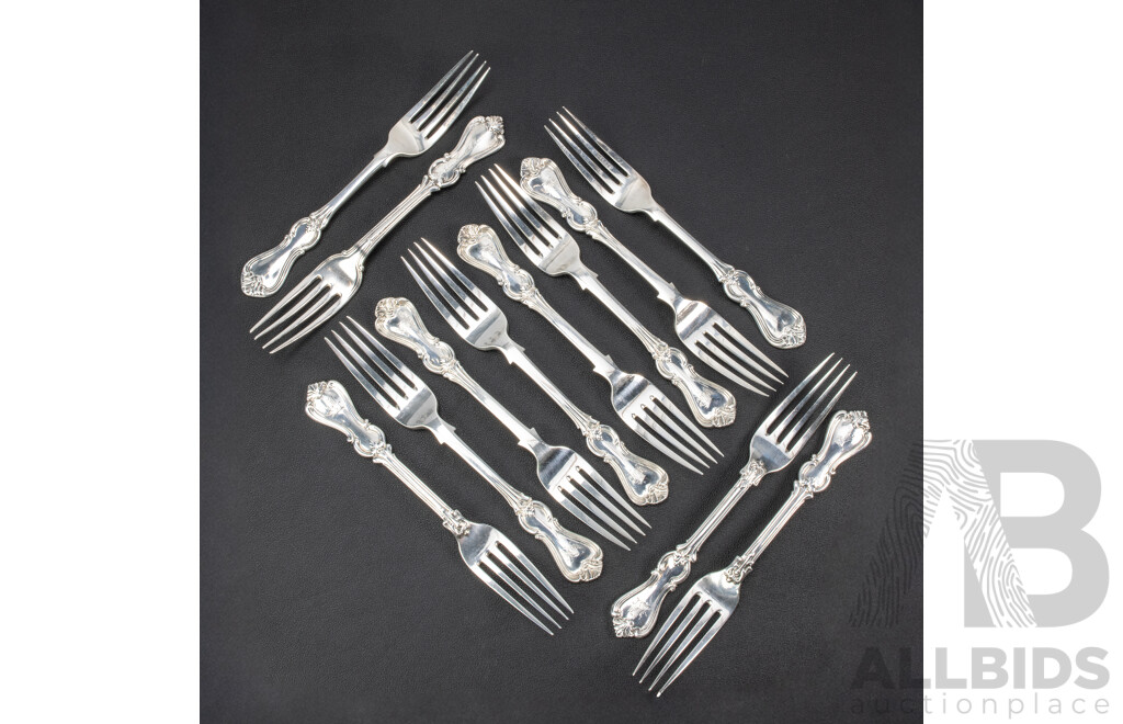Twelve Sterling Silver Forks Including Six Josiah Williams & Co, Exeter, 1858, Two Charles Boyton, London, 1899, Four William Eaton, London, 1843