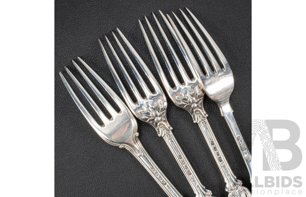 Twelve Sterling Silver Forks Including Six Josiah Williams & Co, Exeter, 1858, Two Charles Boyton, London, 1899, Four William Eaton, London, 1843