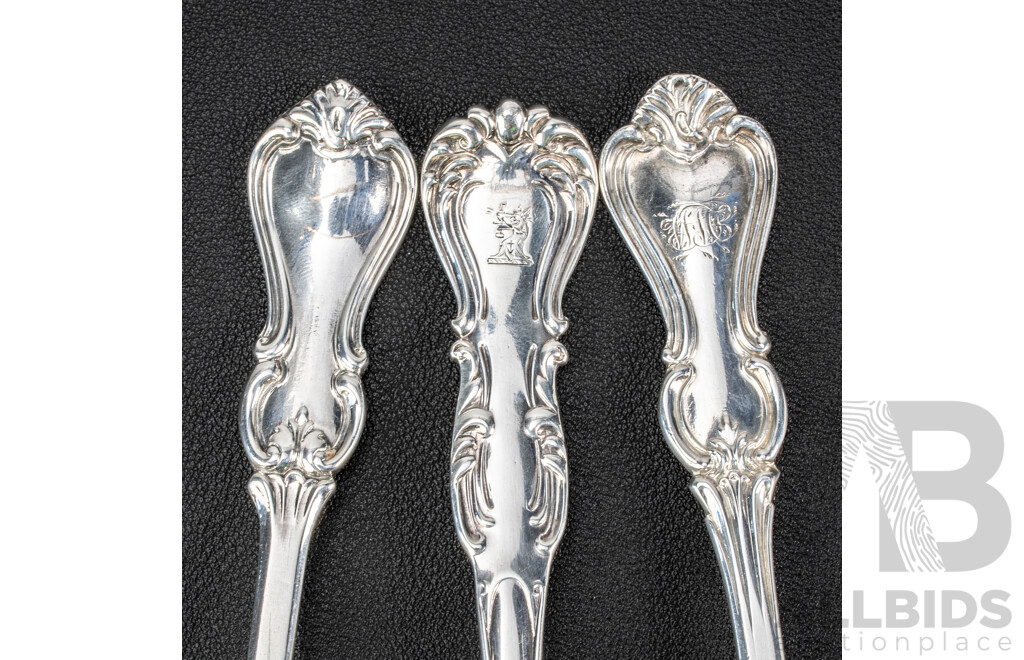 Twelve Sterling Silver Spoons Including Five Josiah Williams & Co, Exeter, 1858, Six London, 1839, Chawner & Co, London, 1848
