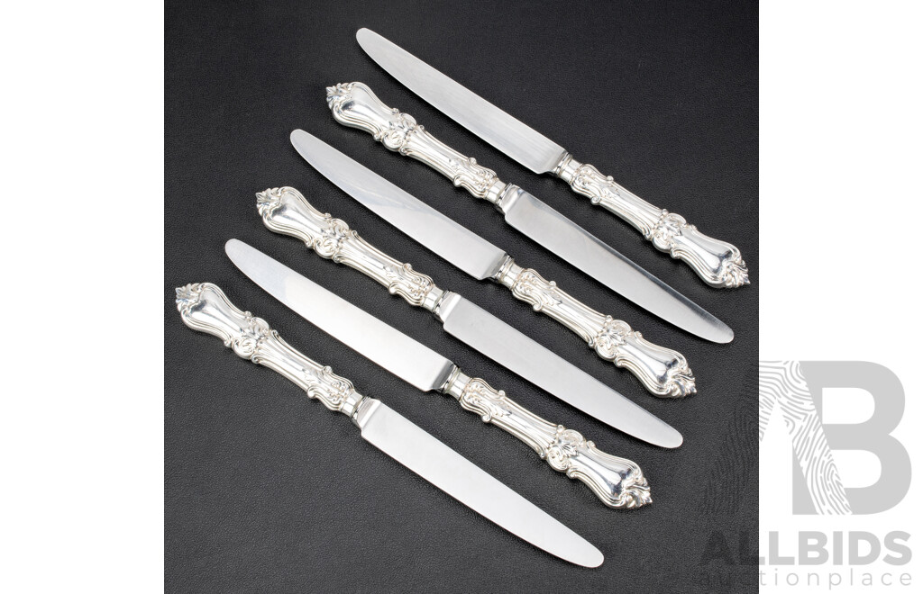 Six Sterling Silver Knives, C J Vander Ltd, Sheffield, 1974