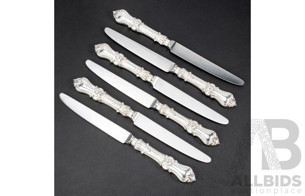 Six Sterling Silver Knives, C J Vander Ltd, Sheffield, 1974
