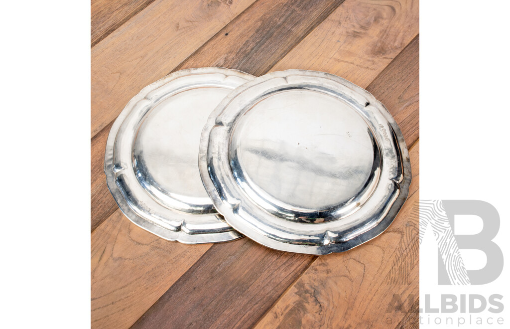 Two Sterling Silver Serving Plates, John Samuel Hunt, London, 1839, Paul Storr, London, 1838