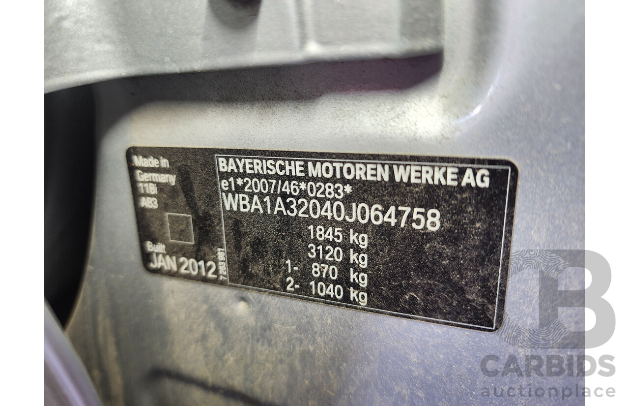 3/2012 Bmw 1 18i F20 5d Hatchback Silver 1.6L