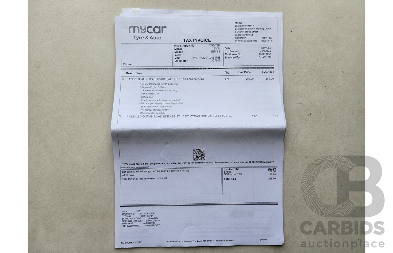 3/2012 Bmw 1 18i F20 5d Hatchback Silver 1.6L