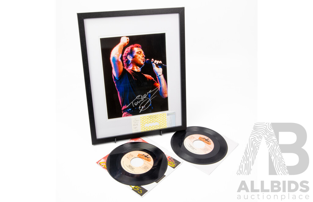 Tom Jones Entertainment Bundle - Includes Framed Signed Photograph, Concert Ticket & Two Vinyl's