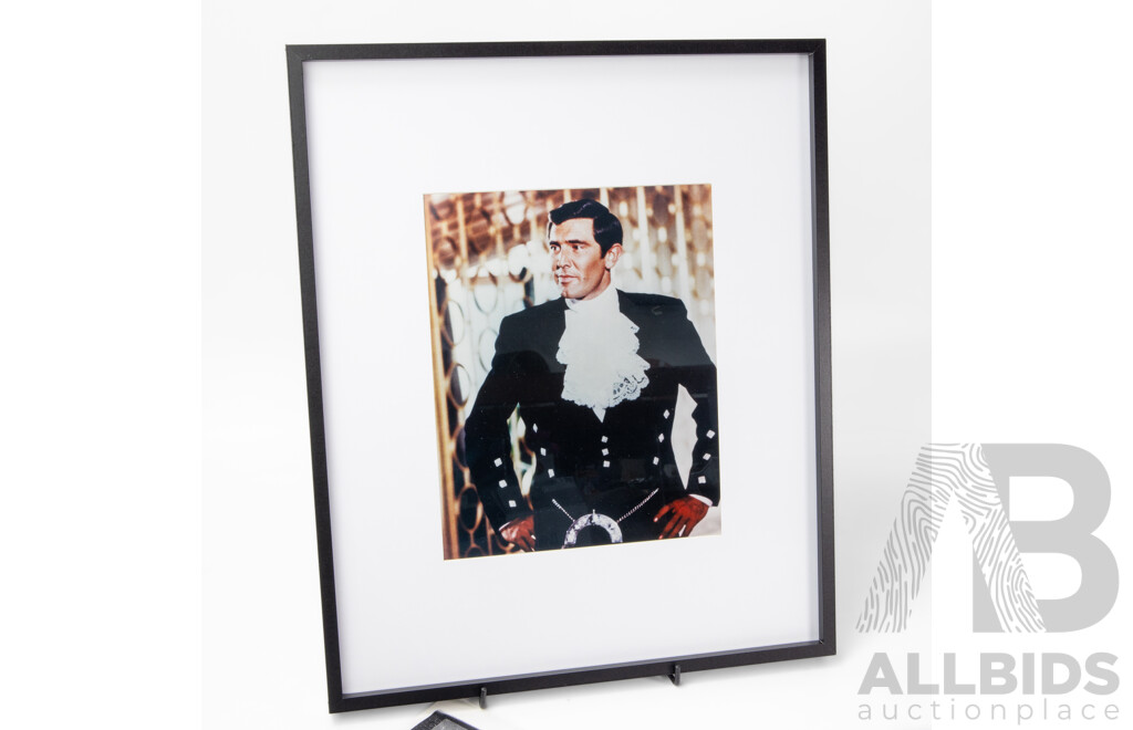 George Lazenby 007/James Bond Bundle - Includes Framed James Bond Photograph, Promotional Signed Photograph (Unframed) & on Her Majesty's Secret Service Movie Poster Postcard