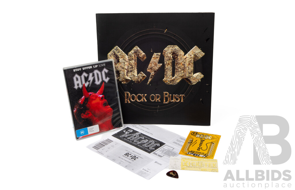 AC/DC Collector Bundle - Includes Two Tour Programs, Two Concert Tickets, Stage Pass, Guitar Pick and Concert DVD