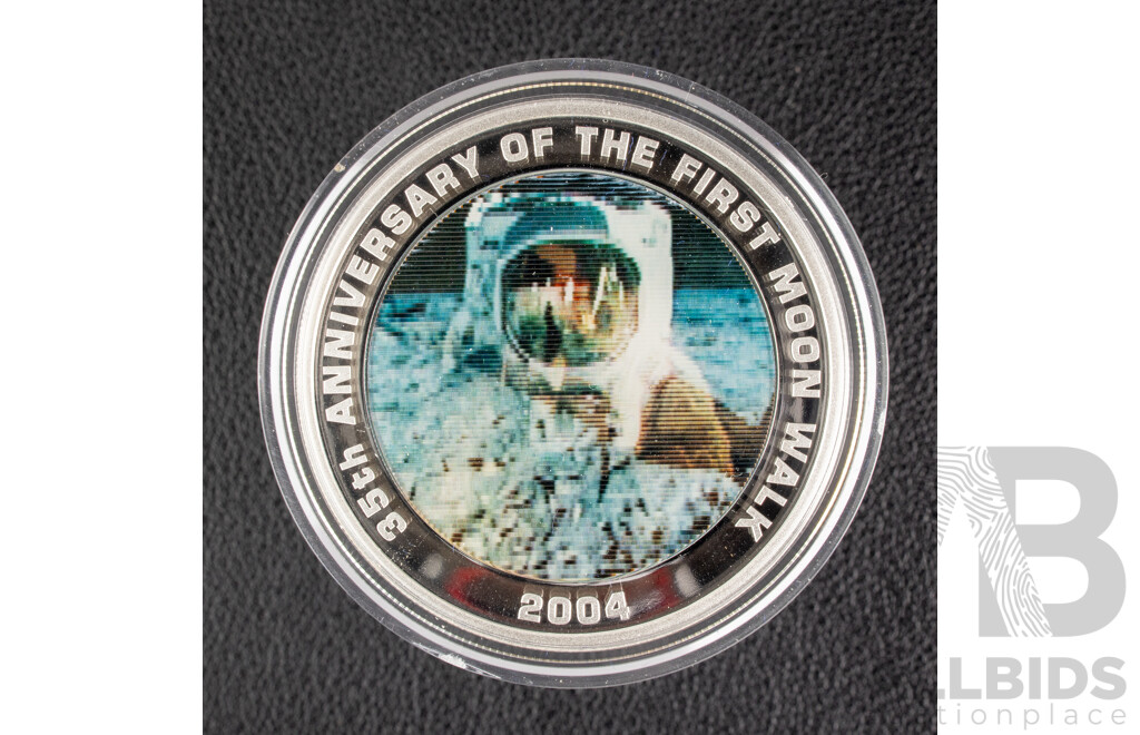 Australian Perth Mint 2004 Silver One Dollar Coin, 35th Anniversary of the First Moon Walk .999