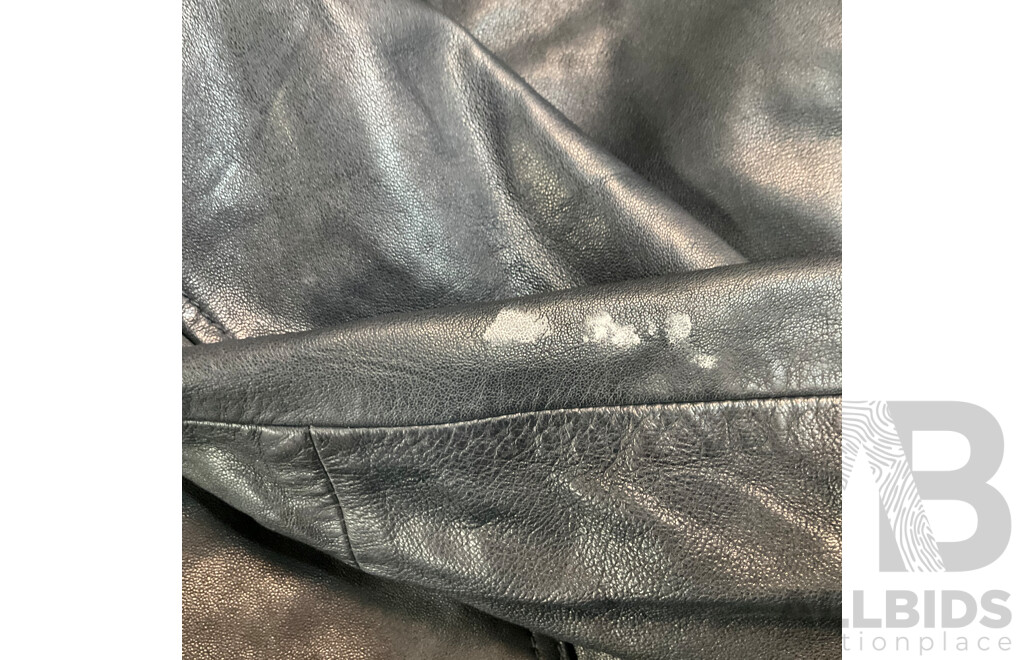 Superdry Vintage Leather Moto Racer Black Jacket - Size 6 - ORP $ 449.95